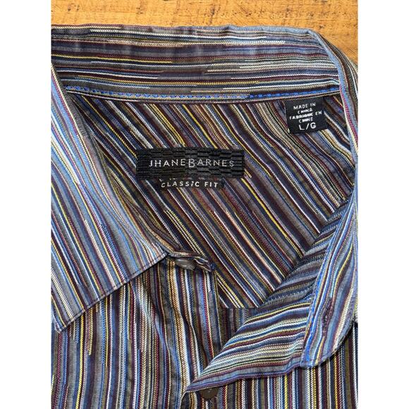 Jhane Barnes Mens Black Colorful Woven Long Sleeve Button Down Shirt Size Large - Picture 4 of 9